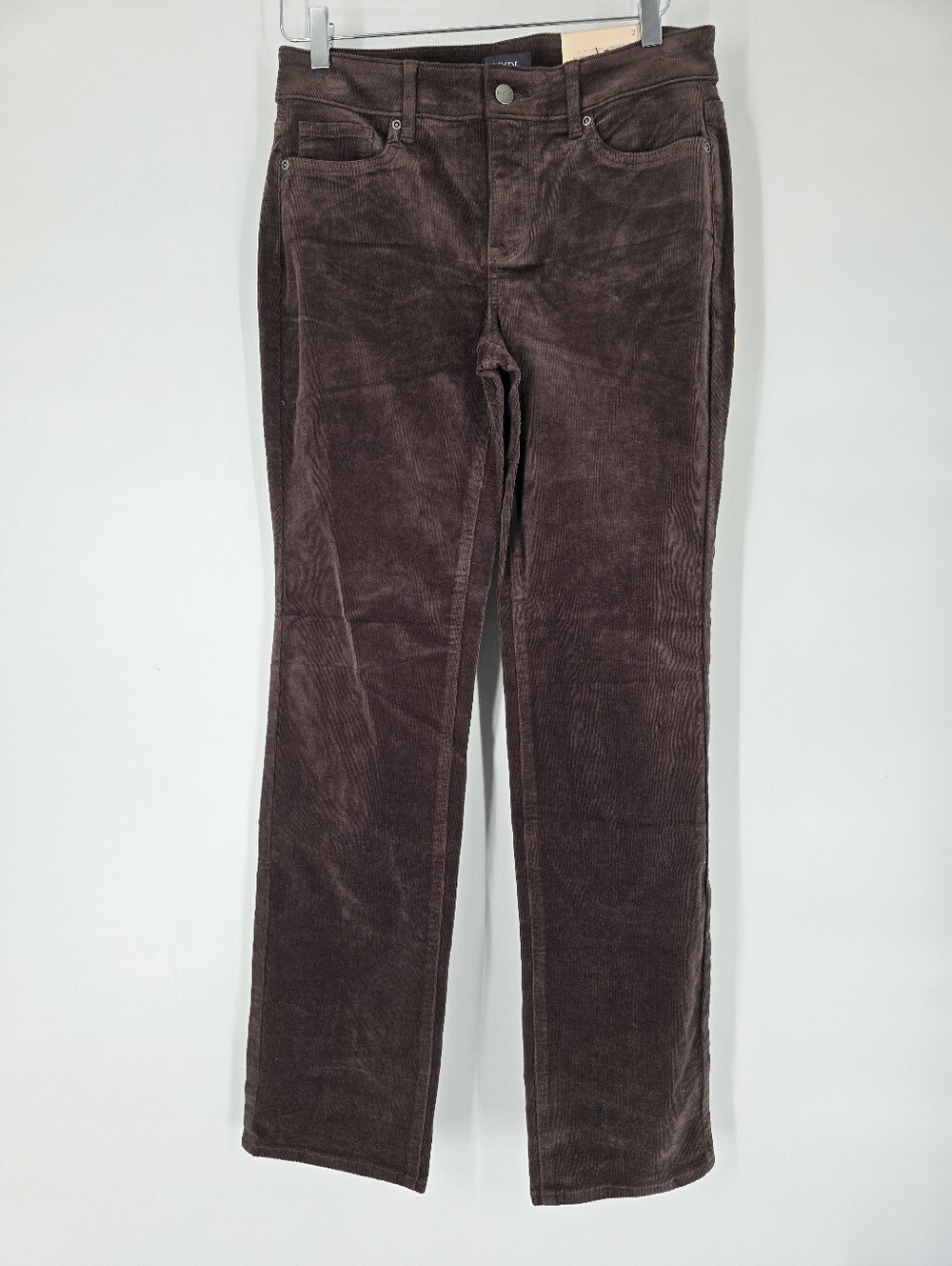 NYDJ Marilyn Straight Brown Corduroy Pants Size 2 Bitter Cho NEW LiftxTuck